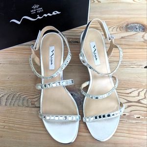 Nina Silver Rhinestone wedges